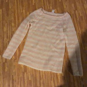 JCrew pink and white striped sweater